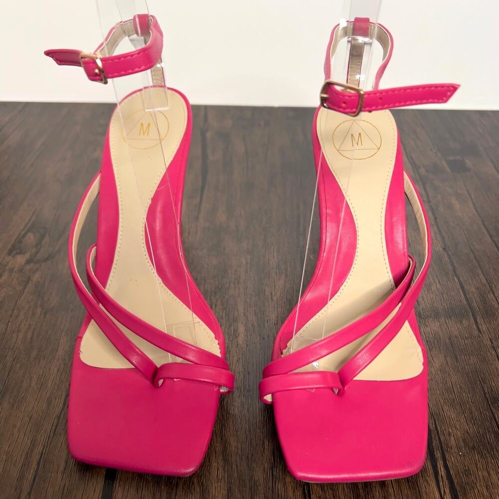 Missguided Square Toe Thong Heels Pink Size 38/7.5